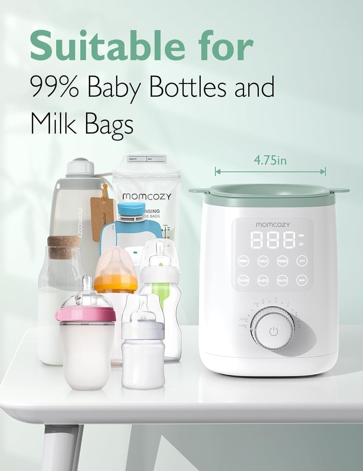Momcozy 9in1 Baby Bottle Warmer with Night Light, Accurate