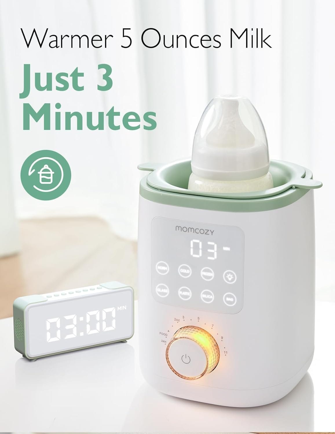 Momcozy 9in1 Baby Bottle Warmer with Night Light, Accurate