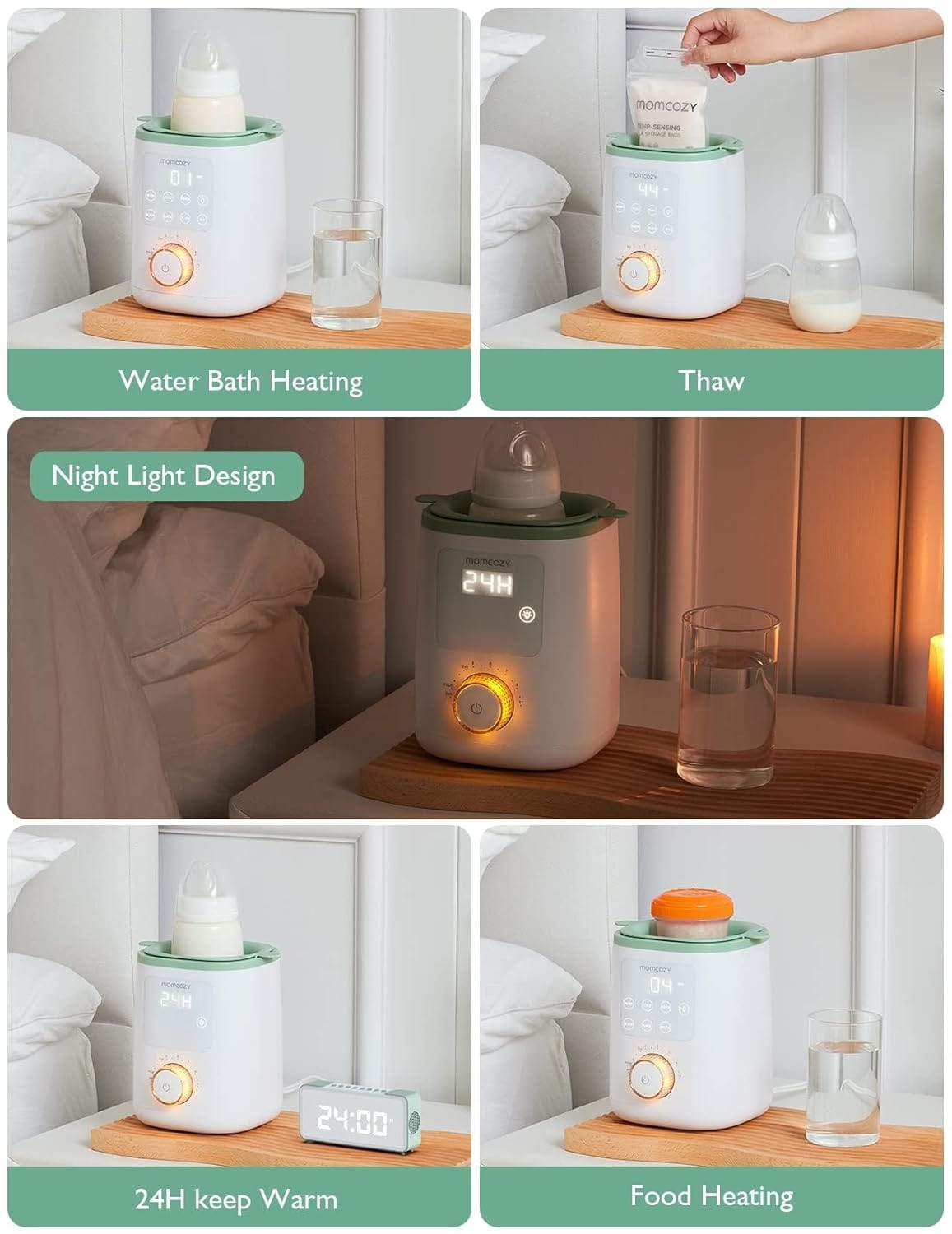 Momcozy 9in1 Baby Bottle Warmer with Night Light, Accurate