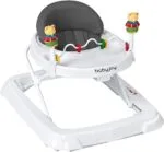 BABY JOY Baby Walker Foldable Activity Walker Helper with Adjustable Height Baby Activity Walker with High Back Padded Seat Bear Toys Gray | Babyz Corner