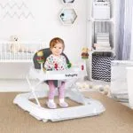 BABY JOY Baby Walker Foldable Activity Walker Helper with Adjustable Height Baby Activity Walker with High Back Padded Seat Bear Toys Gray | Babyz Corner