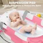 Collapsible Baby Bathtub for Newborn with Thermometer 1 Soft Floating Cushion 1 Bath NetPortable Travel Bathtub with Drain Hole Durable Foldable Baby Tubs for Infants to | Babyz Corner
