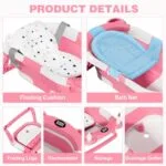 Collapsible Baby Bathtub for Newborn with Thermometer 1 Soft Floating Cushion 1 Bath NetPortable Travel Bathtub with Drain Hole Durable Foldable Baby Tubs for Infants to | Babyz Corner