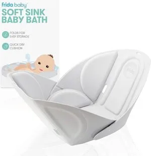 Frida Baby Soft Sink Baby Bath Seat | Sink Bather for Baby | Easy to Clean Baby Bathtub + Bath Cushion That Supports Babys Head | Babyz Corner