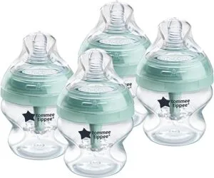 Tommee Tippee Baby Bottles, Advanced Anti-Colic Baby Bottle with Slow Flow Breast-Like Nipple, 5oz, 0m+, Self-Sterilizing, Baby Feeding Essentials, Pack of 4