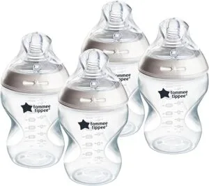 Tommee Tippee Baby Bottles, Natural Start Anti-Colic Baby Bottle with Slow Flow Breast-Like Nipple, 9oz, 0m+, Baby Feeding Essentials, Pack of 4