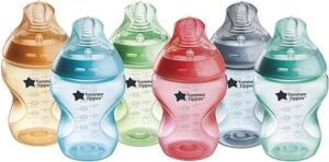 Tommee Tippee Baby Bottles, Natural Start Anti-Colic Baby Bottle with Slow Flow Breast-Like Nipple, 9oz, 0m+, Baby Feeding Essentials, Fiesta, Pack of 6