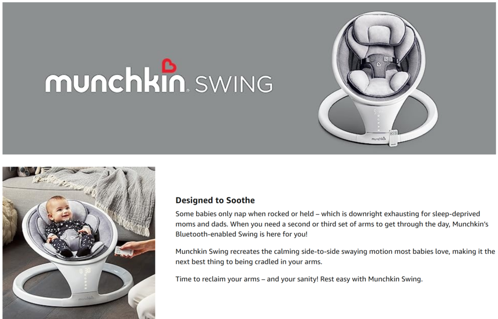 Lightweight Baby Swing with Natural Sway