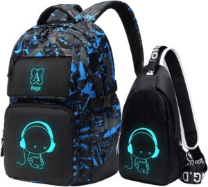 Camo Backpack for kids for middle school (Blue)