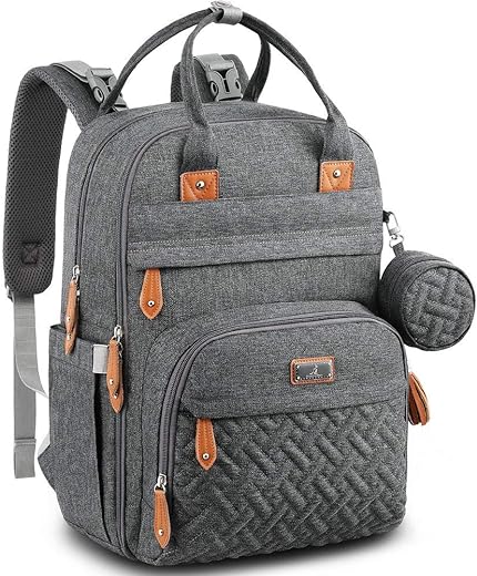 BabbleRoo Diaper Bag Backpack – Multi function Waterproof Diaper Bag ...