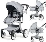 BABY JOY 2-in-1 High Landscape Baby Stroller Reversible Bassinet Reclining Stroller Foldable Push Chair wAdjustable Canopy Storage Bag Foot Cover Rain Cover Net | Babyz Corner