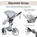 BABY JOY 2-in-1 High Landscape Baby Stroller Reversible Bassinet Reclining Stroller Foldable Push Chair wAdjustable Canopy Storage Bag Foot Cover Rain Cover Net | Babyz Corner