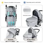 BABY JOY 2-in-1 High Landscape Baby Stroller Reversible Bassinet Reclining Stroller Foldable Push Chair wAdjustable Canopy Storage Bag Foot Cover Rain Cover Net | Babyz Corner