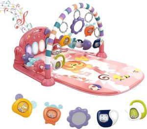 dearlomum Baby Play Mat Gym with Funny Play Piano & Tummy Time Baby Activity