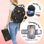 Dikaslon Diaper Bag Backpack with Portable Changing Pad Pacifier Case and Stroller Straps Large Unisex Baby Bags for Boys Girls Multipurpose Travel Back Pack Moms Dads Black | Babyz Corner