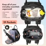 Dikaslon Diaper Bag Backpack with Portable Changing Pad Pacifier Case and Stroller Straps Large Unisex Baby Bags for Boys Girls Multipurpose Travel Back Pack Moms Dads Black | Babyz Corner