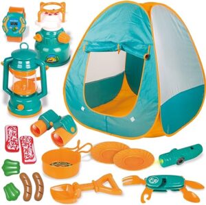 FUN LITTLE TOYS Pop Up Tent for Kids with Camping Tools Set