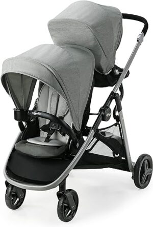 Graco Ready2Grow LX 2.0 Double Stroller Features Bench Seat and Standing Platform Options, Clark, (Pack of 1)
