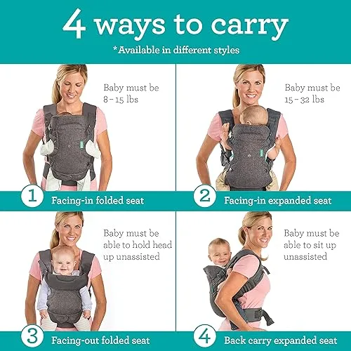 Infantino Flip Advanced 4-in-1 Carrier - Ergonomic convertible face-in and face-out front and back carry for newborns and older babies 8-32 lbs | Babyz Corner