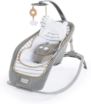 Ingenuity Boutique Collection Plush Modern Baby Rocker & Stationary Seat with Vibrations (Bella Teddy)