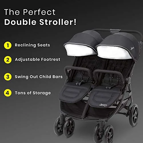 Jeep Destination Ultralight Side x Side Double Stroller Midnight | Babyz Corner