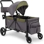 Jeep Sport All-Terrain Stroller Wagon by Delta Children - Includes Canopy Parent Organizer Adjustable Handlebar Snack Tray Cup Holders GreyOlive Green | Babyz Corner