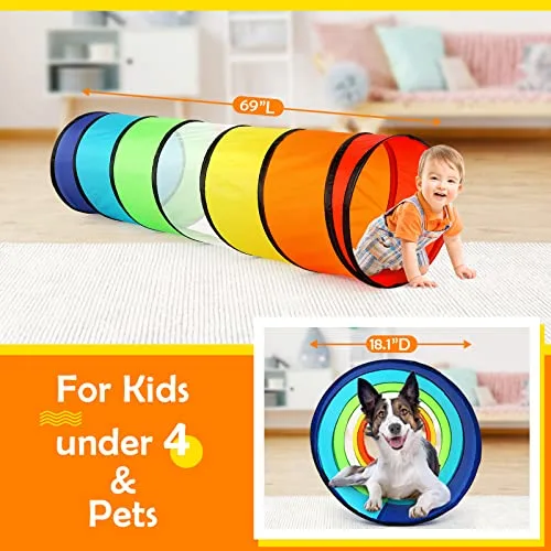 Kids Play Tunnel Tent for Toddlers Colorful Pop Up Crawl Tunnel Toy for Baby or Pet with Breathable Mesh Collapsible Gift for Boy and Girl Play Tunnel Indoor and Outdoor Game | Babyz Corner
