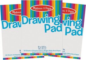 Melissa & Doug Drawing Paper Pad (9 x 12 inches) - 50 Sheets, 3-Pack - FSC Certified