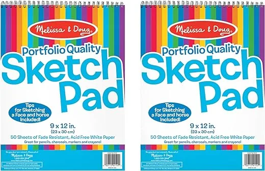 Melissa Doug Sketch Pad 9 x 12 Inches - 50 Sheets 2-Pack - FSC Certified | Babyz Corner