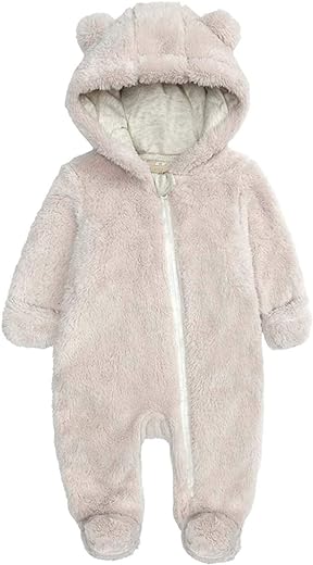 Newborn Baby Jumpsuit Hooded Fleece Romper