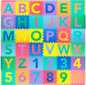 ProSource Kids Foam Puzzle Floor Play Mat with Alphabets & Numbers - 36 Tiles, 12"x12" and 24 Borders