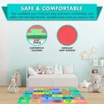ProSource Kids Foam Puzzle Floor Play Mat with Shapes Colors 36 Tiles 12x12 and 24 Borders | Babyz Corner