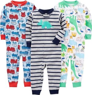 Simple Joys by Carter's Baby Boys' 3-Pack Snug Fit Footless Cotton Pajamas
