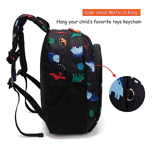 Toddler Backpack for Boys – 12 Inch Kids Dinosaur Backpack, Black ...