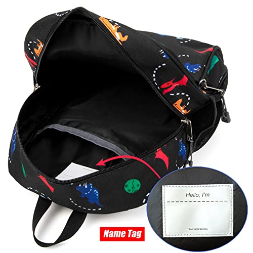 Toddler Backpack for Boys – 12 Inch Kids Dinosaur Backpack, Black ...