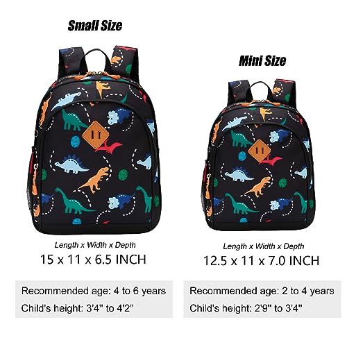 Toddler Backpack for Boys – 12 Inch Kids Dinosaur Backpack, Black ...