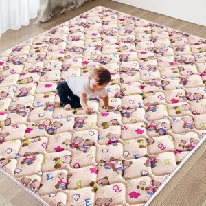 Lovely Bear Baby Playmat with Premium Thick Foam as One-Piece Crawling Mat - Size 71" X 59"