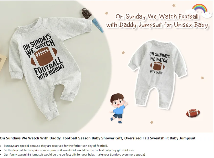 Baby Boy Football Season Jumpsuit
