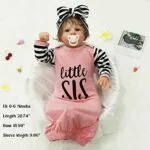 AMAWMW Newborn Baby Girl Little Sister Sleeper Gown Stripe Long Sleeve Nightgown Outfit | Babyz Corner