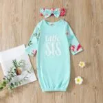 AMAWMW Newborn Baby Girl Little Sister Sleeper Gown Stripe Long Sleeve Nightgown Outfit | Babyz Corner