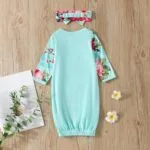 AMAWMW Newborn Baby Girl Little Sister Sleeper Gown Stripe Long Sleeve Nightgown Outfit | Babyz Corner