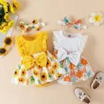 Baby Girl Clothes Newborn Romper Dress Infant Lace Ruffle Sleeveless Summer Outfits with Headband 0-12 Months | Babyz Corner
