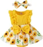 Baby Girl Clothes Newborn Romper Dress Infant Lace Ruffle Sleeveless Summer Outfits with Headband 0-12 Months | Babyz Corner