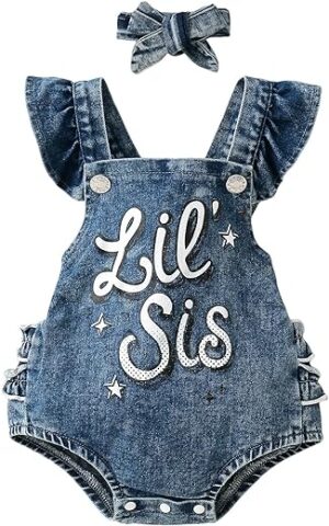Girls Summer Denim Onesie Outfit