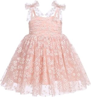 Baby Girls Tutu Sleeveless Summer Dress with Ruffle Tulle Bowknot