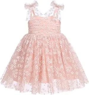 Baby Girls Tutu Sleeveless Summer Dress with Ruffle Tulle Bowknot