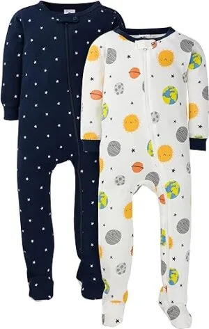 Gerber Baby Girls 2 Pack Footed Pajamas