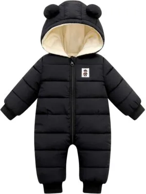 Baby Snowsuit Winter Coat Hoodie Romper with Puffer Jacket