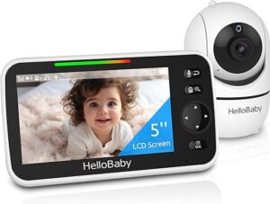Baby Monitor with 5''Sreen and 30-Hour Battery, Pan-Tilt-Zoom Video