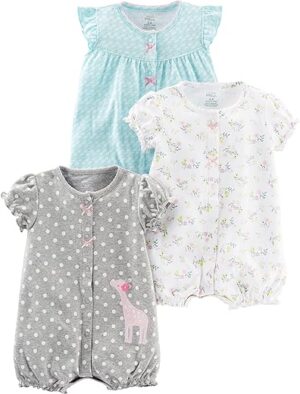 Carter's Baby Girls 3 Pack Snap-up Rompers